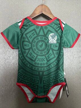 Baby Aztec Print Soccer Bodysuit - Green & Red Mexico Style One-Piece